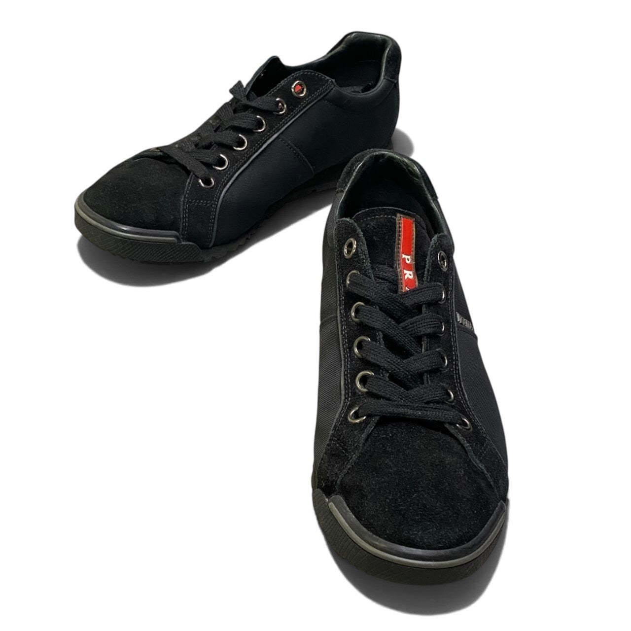 1h29 PRADA SPORTS プラダスポーツ サイドメタルロゴ スニーカー サイズ7 ブラック シューズ Metal Logo Sneakerst18r