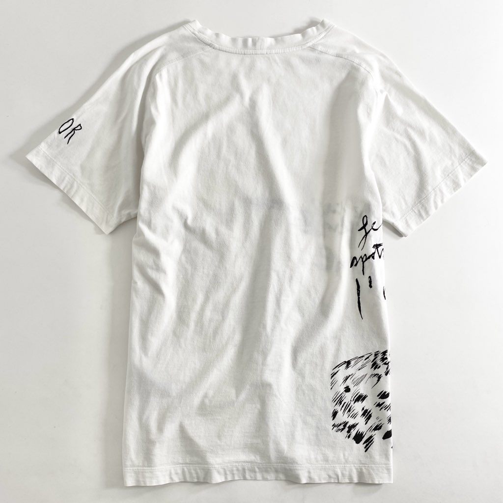 47f19 Dior HOMME ディオールオム RAYMOND PETTIBON レイモンドペティボン プリント 刺繍 半袖 Tシャツ カットソー 943J662A0533 XS ホワイト コットン