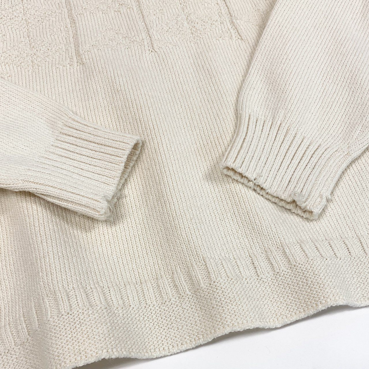 85a28 Maison Margiela メゾンマルジェラ デストロイ アランニット フィッシャーマン セーター ニットセーター Mサイズ アイボリー メンズ 男性用o07t