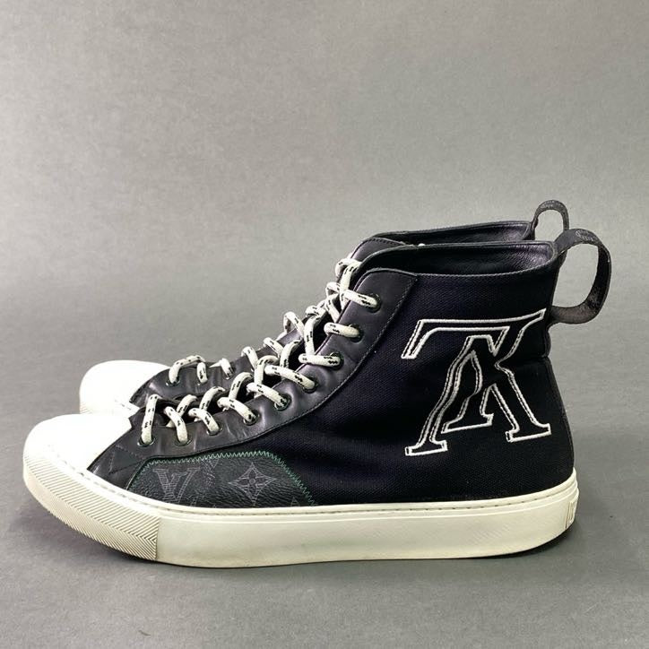 4f4 LOUIS VUITTON ルイヴィトン タトゥーライン LV ハイカットスニーカー 8 ブラック シューズ イタリア製