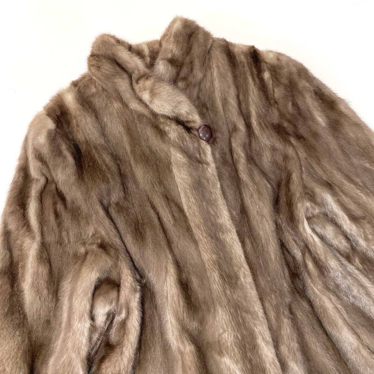 59a15 Nakamura Fur ブルーアイリス ミンクファーコート サイズF グレージュ 本毛皮 Mink Fur Coat ポケット有t18r