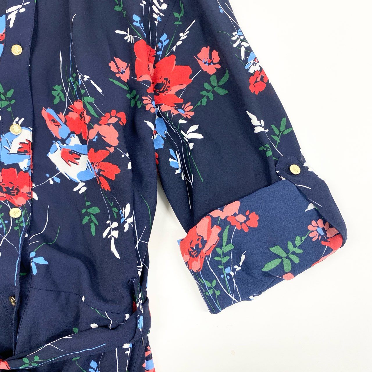 31b11 LAUREN RALPH LAUREN ローレンラルフローレン 長袖ロングワンピース 花柄ワンピース シフォン ペチコート付 8 170/96A マルチカラー ポリエステル100％ レディースo07t