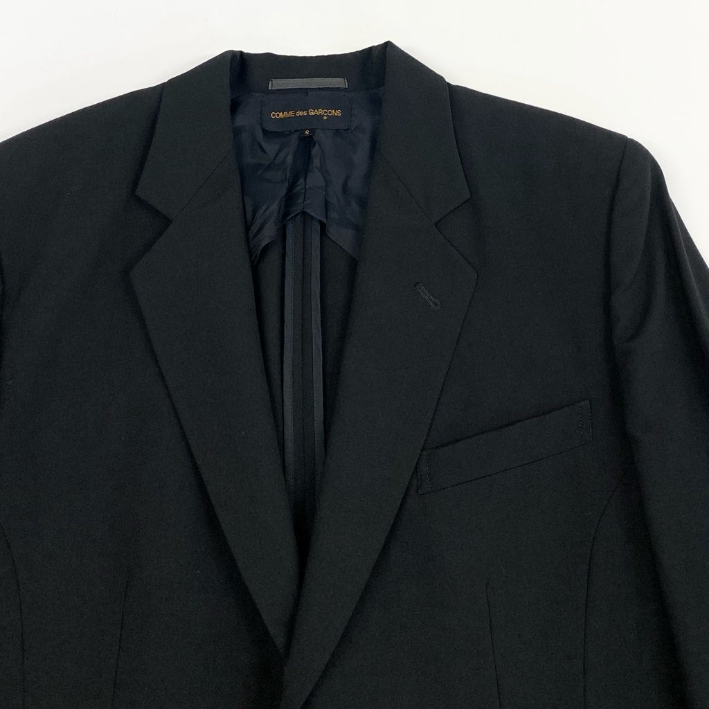 62l24【美品】COMME des GARCONS コムデギャルソン AD1991 Vintage ウールギャバ アシンメトリージャケット Sサイズ ブラック メンズk02i