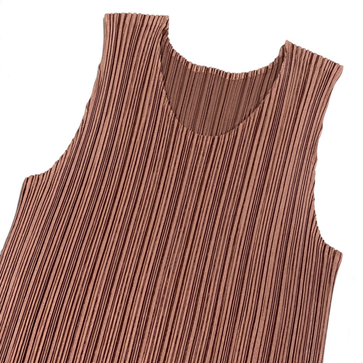 Aj15 PLEATS PLEASE プリーツプリーズ ノースリーブ プリーツワンピース PP53-JK208 サイズ3 ピンクベージュ ポリエステル100％ レディースo07t