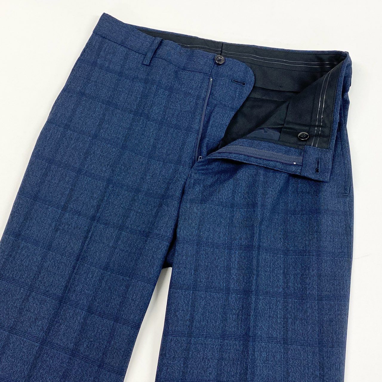 64L15 《美品》 TAKEO KIKUCHI タケオキクチ 日本製 NIKKE社製 シングルスーツ セットアップ 2 ブルー系 チェック ウール メンズu02t