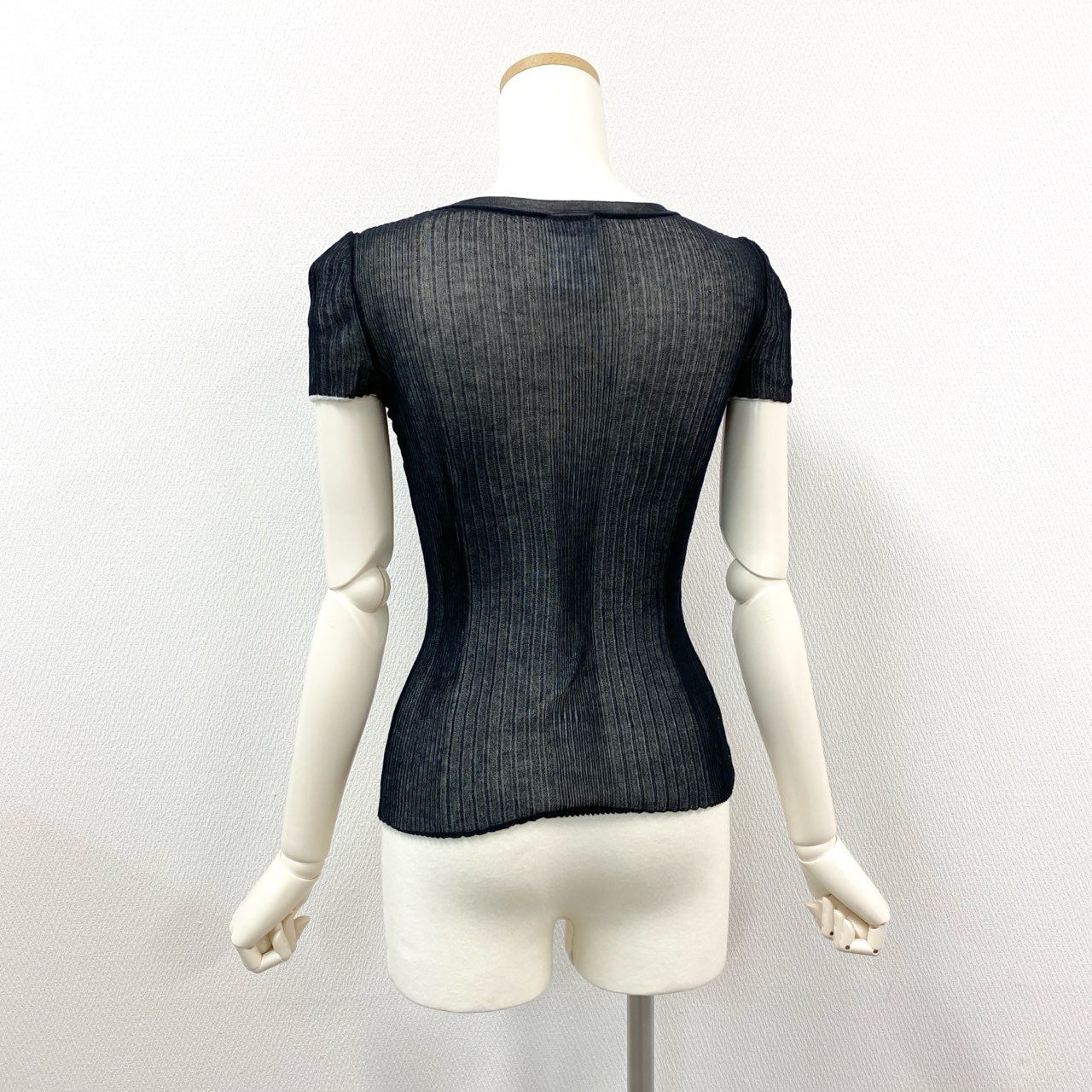 27L1 CHANEL シャネル fフロント ココマーク リバーシブル ニットTシャツ トップス P38434K02612 サイズ34 ネイビー ホワイト レディース カットソー 半袖ニットk02i