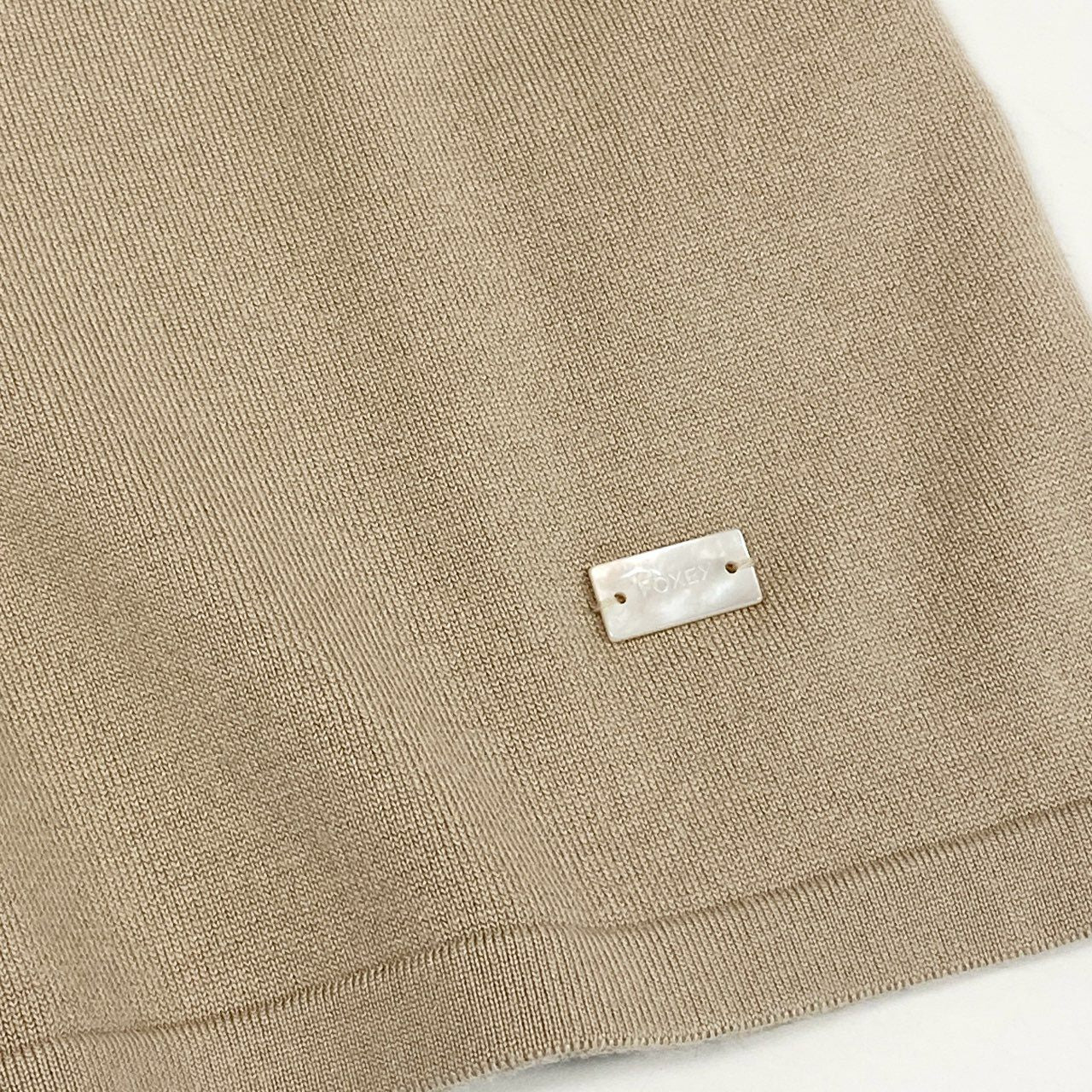 74l25 9 FOXEY フォクシー 42240 Knit Top Eleanor エレノア 半袖ニット セーター トップス ハイネック サイズ38 ベージュ レディース 日本製