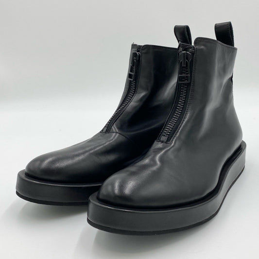 1h7【極美品】Y's ワイズ　ヨウジヤマモト YP-E02-710 OIL SMOOTH LEATHER ZIPPER BOOTS ジップアップ ブーツ サイズ4 ブラック レザー レディースk02i