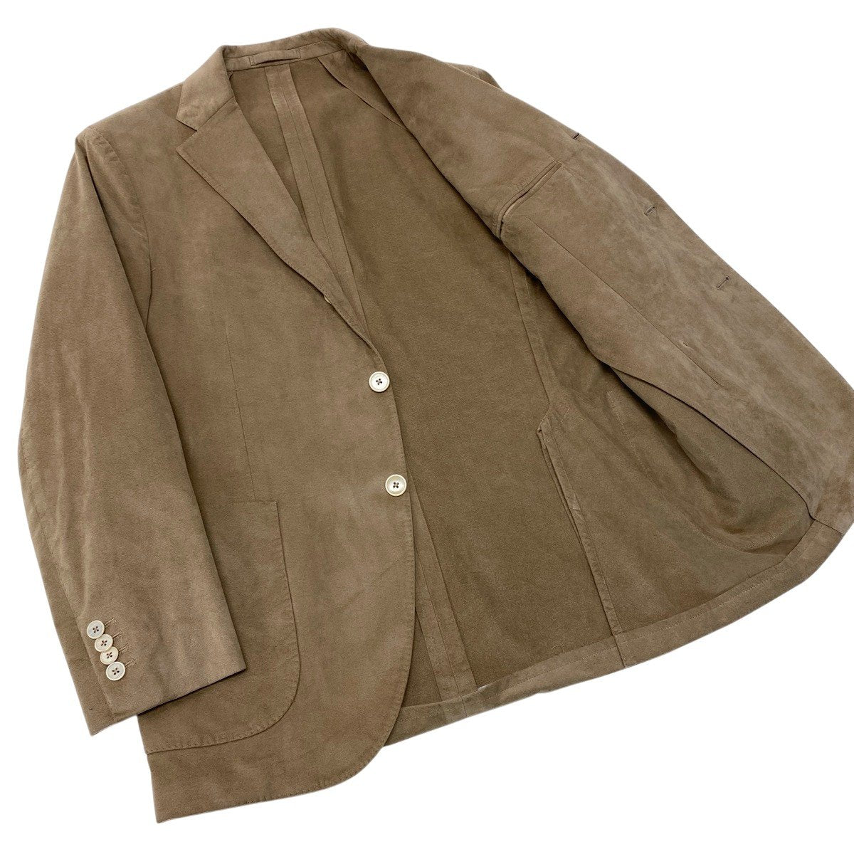 44h18 LARDINI ラルディーニ テーラードジャケット スウェード シングルブレスト ステッチ イタリア製 JD22557AQ 50 ベージュ メンズ 男性用t18r