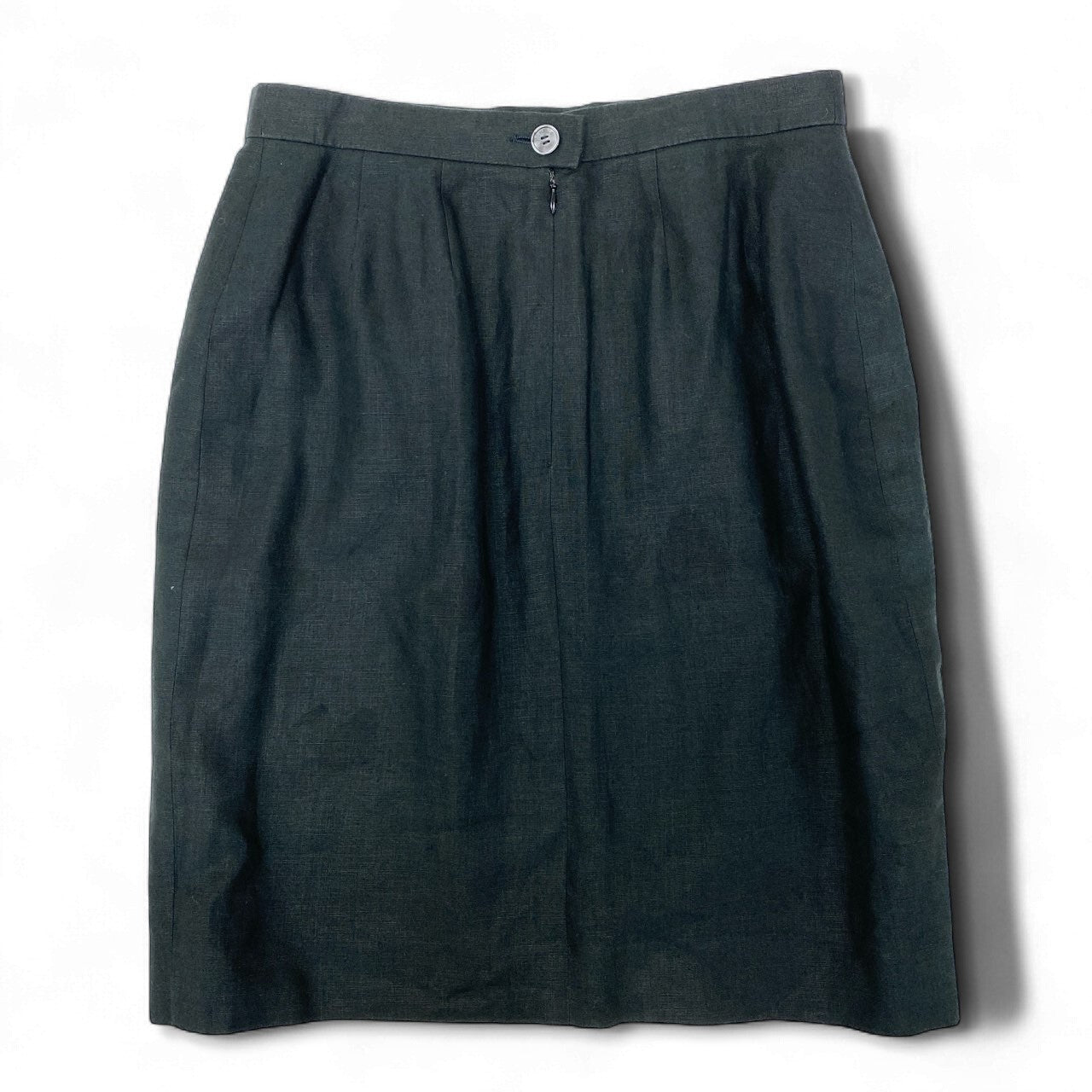 4k23 Hermès エルメス VINTAGE リネンスカート 膝丈スカート レディース 女性用 42 ブラック 麻100％u02t