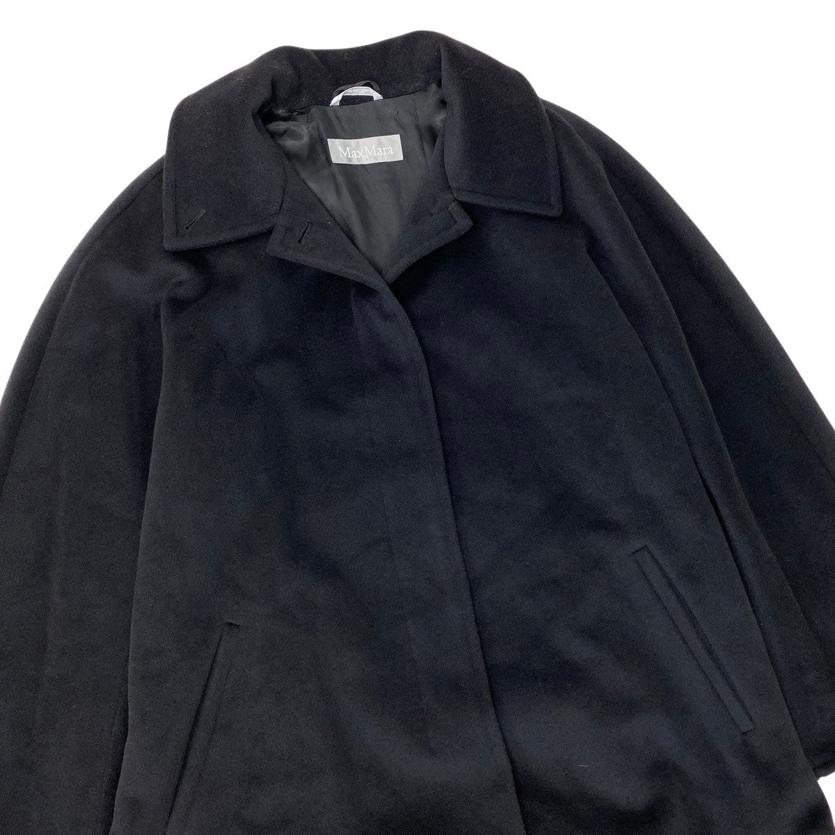 10g15 MaxMara マックスマーラ ステンカラーコート 超ロング丈  サイズ42 ブラック レディース 女性用u02t