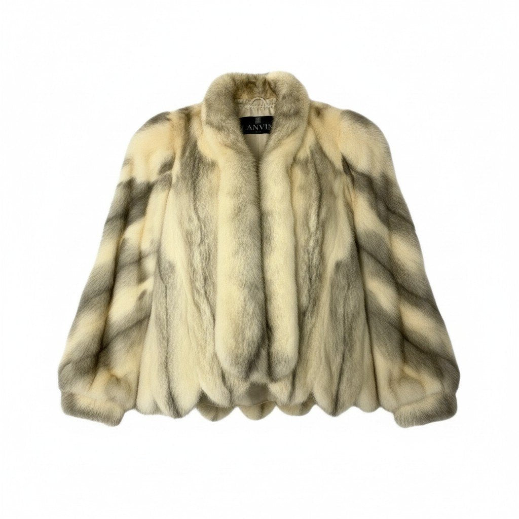 44a15 LANVIN ランバン SAGA MINK サガミンク 銀サガ クロスミンクコート ボリュームスリーブ サイズ11 最高級本毛皮 Cross Mink Fur Coatt18r