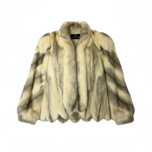 44a15 LANVIN ランバン SAGA MINK サガミンク 銀サガ クロスミンクコート ボリュームスリーブ サイズ11 最高級本毛皮 Cross Mink Fur Coatt18r