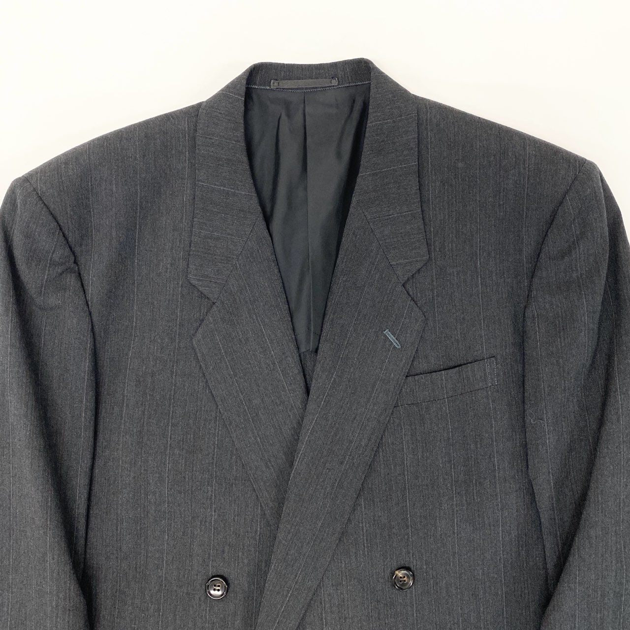 6k1 COMME des GARCONS HOMME コムデギャルソンオム 田中オム セットアップスーツ ストライプスーツ ダブルブレスト 背抜き フォーマル メンズ 紳士服 AD1992  M グレー ウール100％o07t