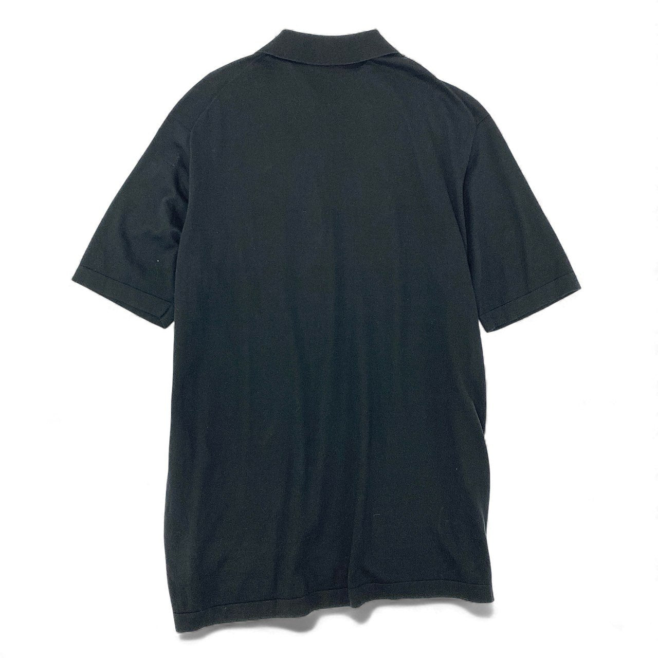 3l27 lucien pellat-finet ルシアンペラフィネ 半袖 ニットポロシャツ コットンニット ワンポイント刺繡 スカル メンズ 紳士服 L ブラック 綿100％k02i