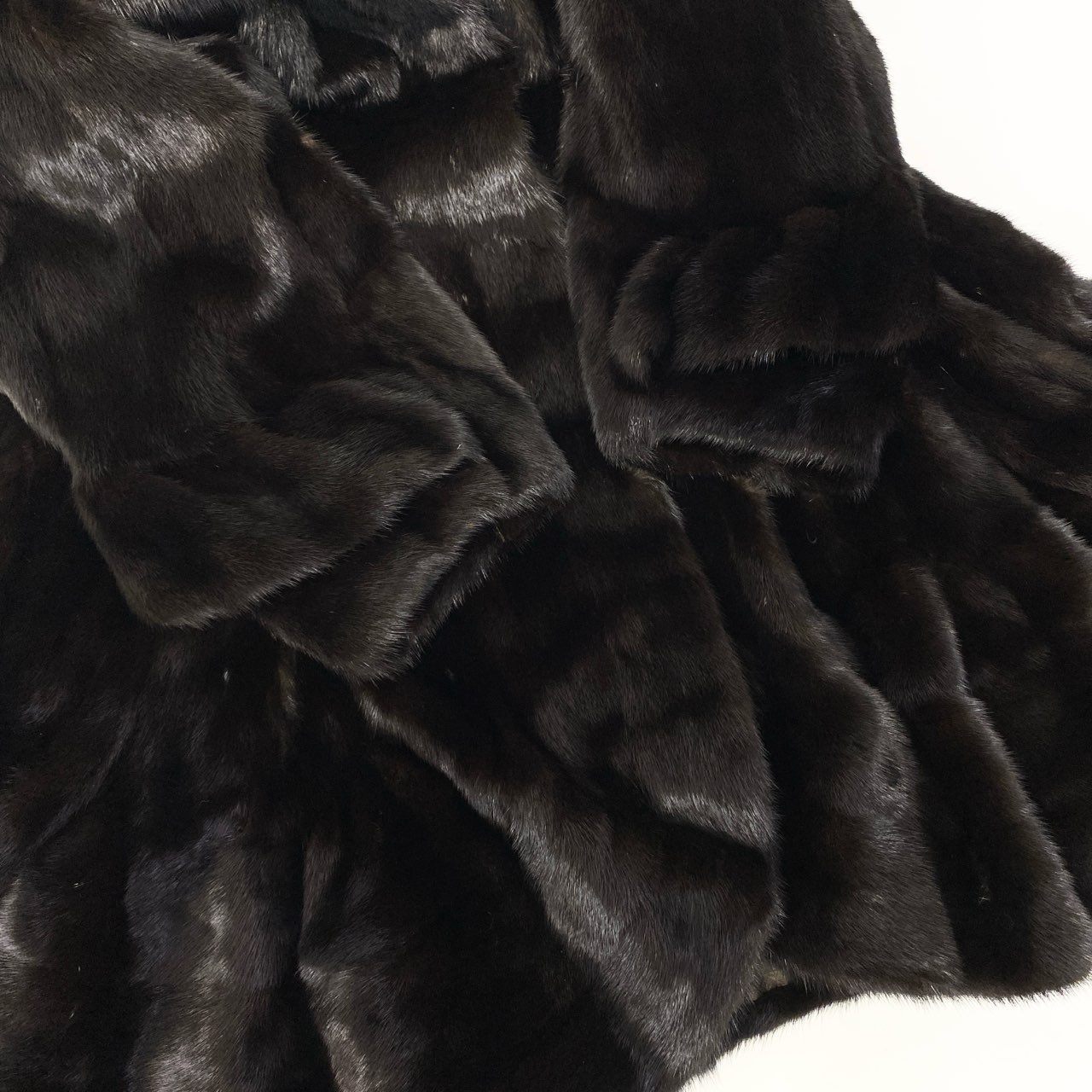 82a14 《希少》 NICO MODELL SAGA MINK サガミンク 金サガ マホガニーミンク ミンクコート デザインスリーブ 裾広がり フリル ダークブラウン ミンクファー 毛皮コートt18r