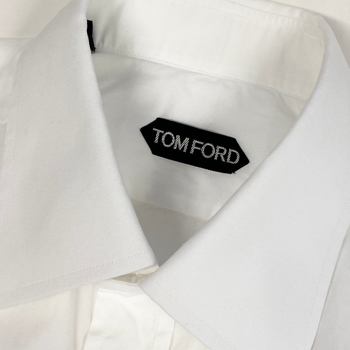 9f5② TOM FORD トムフォード 長袖シャツ コットンシャツ サイズ 39-15 1/2 無地 ホワイト コットン100％ メンズ 紳士服u02t