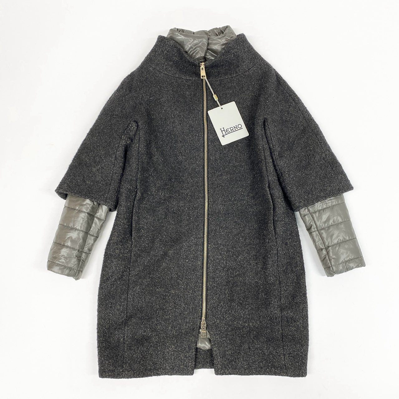 50b16 《未使用品》定価19万 HERNO ヘルノ 2WAY ダウンドッキングコート サイズ42 グレー Down Docking Coat タグ付きt18r