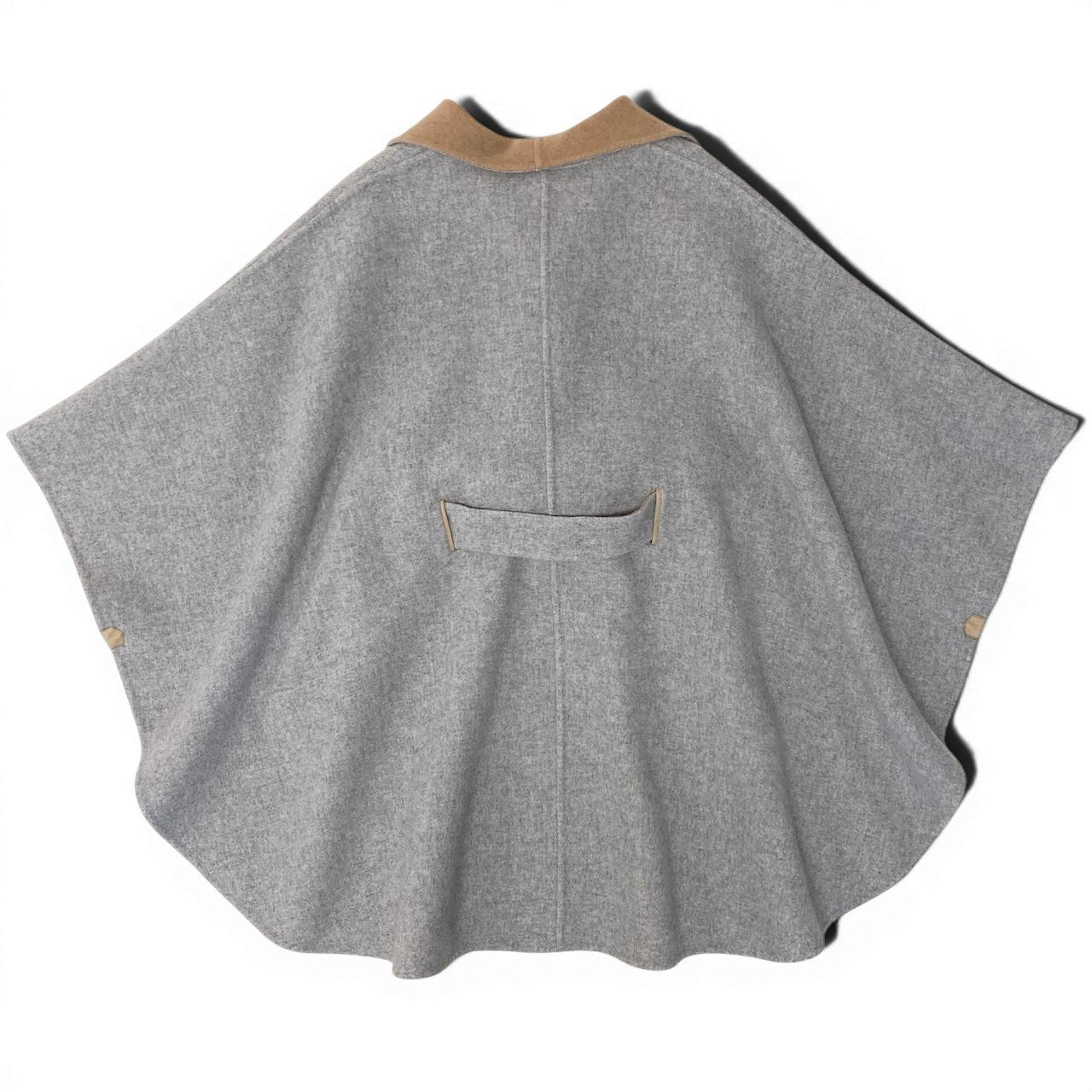91g27 TRU TRUSSARDI STILE トゥルートトラサルディ スティーレ リバーポンチョ ウールブレンド バイカラー サイズ38 グレー ベージュ レディースu02t