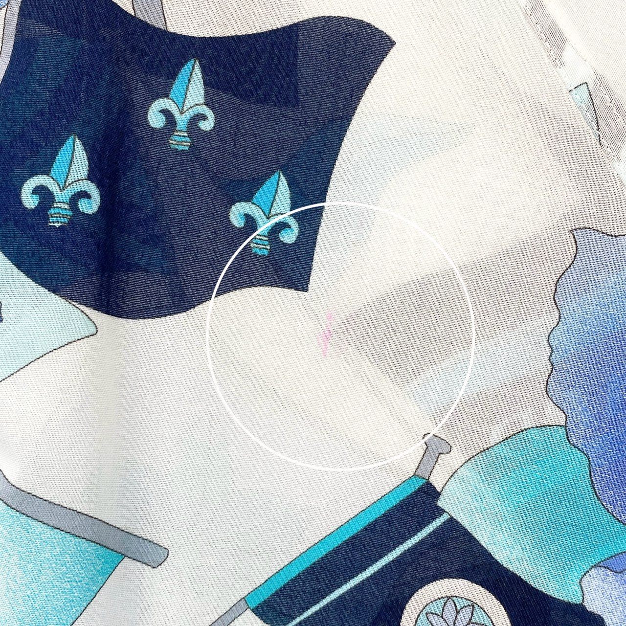 77b17 LEONARD レオナール ロングスリーブシャツ シースルー 総柄プリント 0531133 40サイズ ホワイト ブルー コットン100％ レディース 女性用u02t