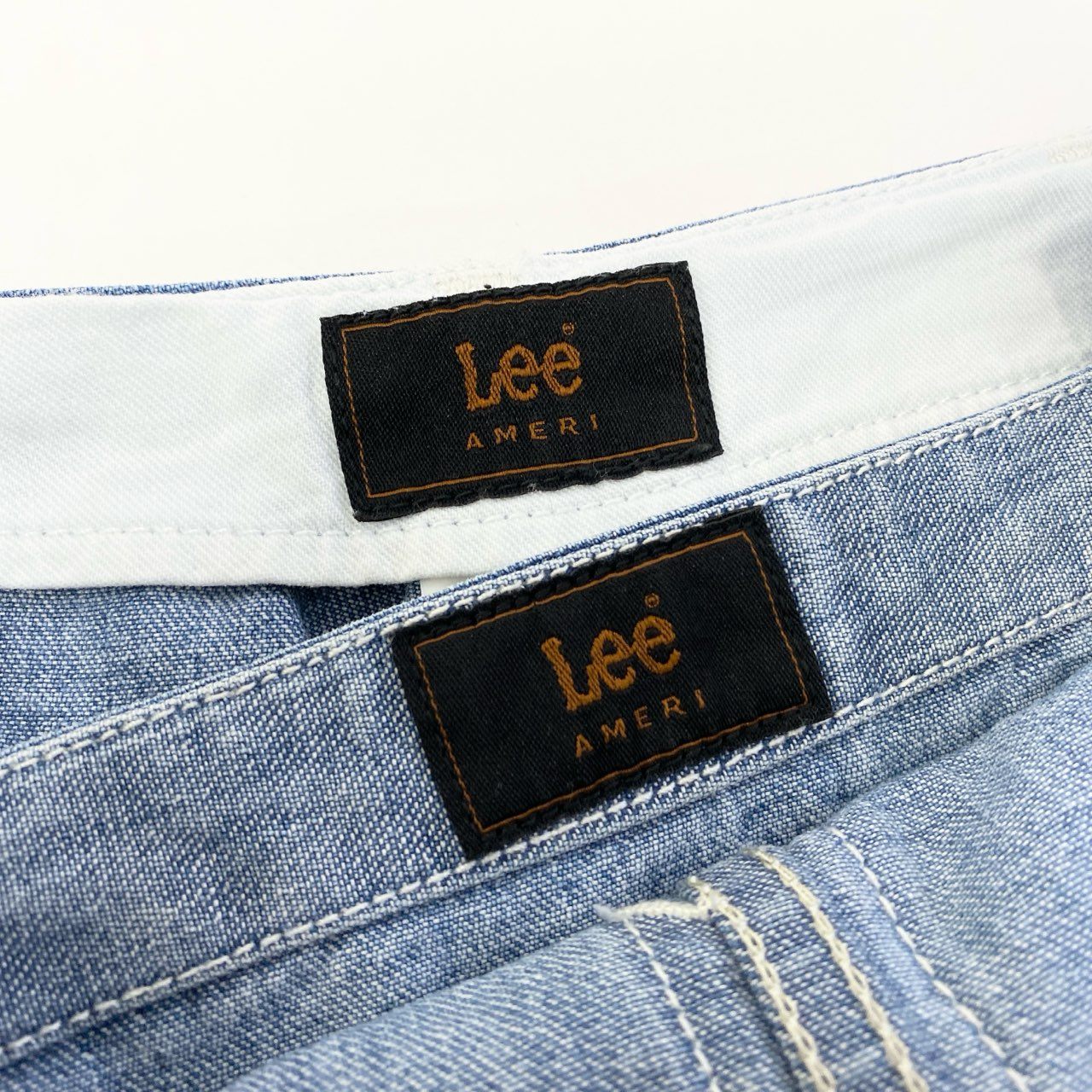 58c5【美品】AMERI×Lee アメリ リー オーバーオールセットアップ ノースリーブトップス デニムパンツ LB9354 24サイズ ブルー コットン100％ レディース 女性用u02t