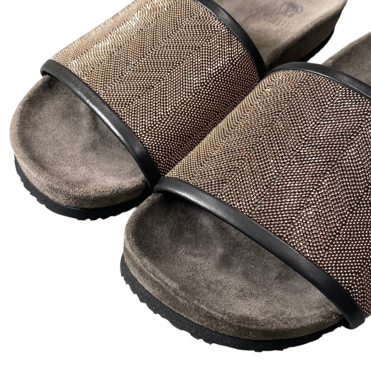h10 【極美品】BRUNELLO CUCINELLI プレシャス ジュエリーサンダル ビーズ 37サイズ ブラウン レディース 女性用k02i