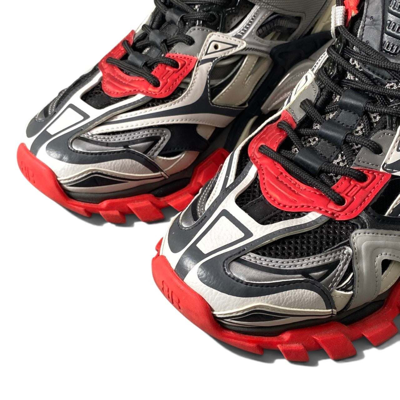 1h20 BALENCIAGA バレンシアガ track2 Trainer スニーカー パネルデザイン  568614 27cm レッド グレー ブラック メンズ 男性用t18r