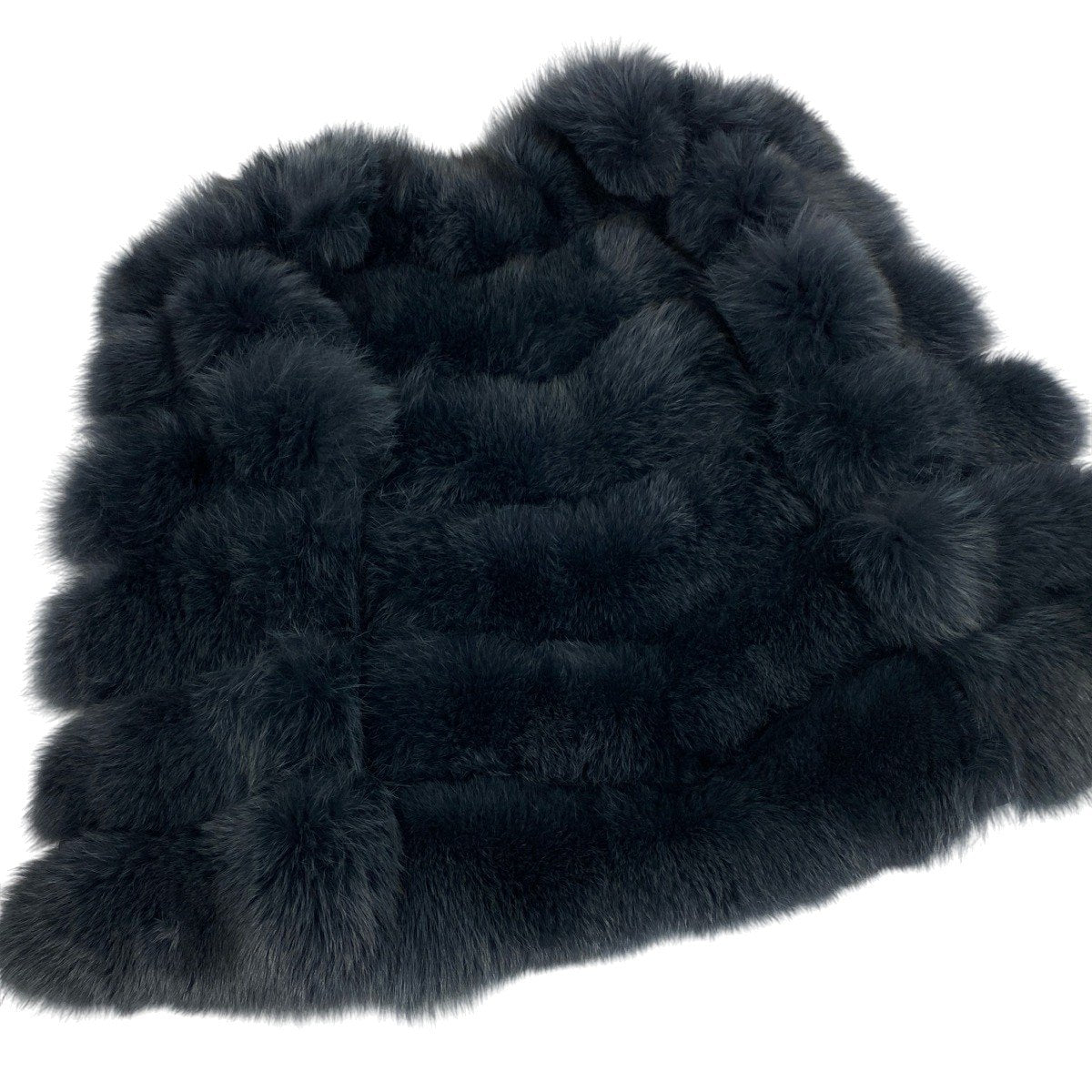 32f11 saga furs ROYAL サガファー ロイヤル サガフォックス 毛皮ベスト ロングベスト フォックスファー ボリューム◎ サイズFREE ネイビー系 レディースu02t