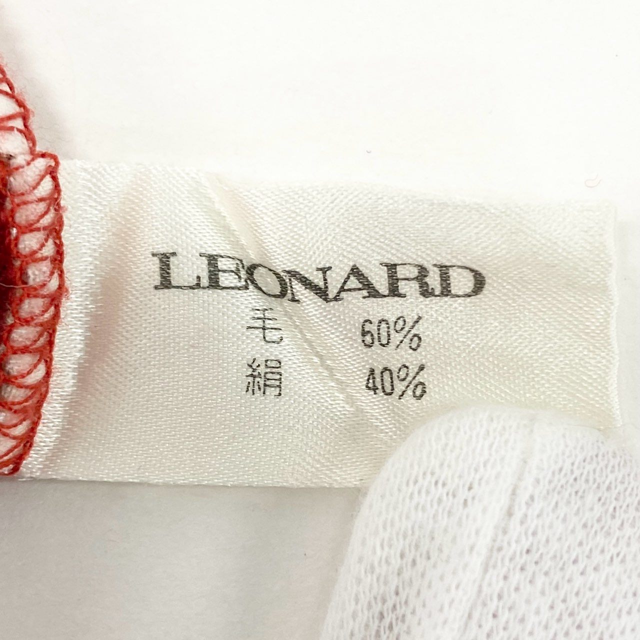 3K18 LEONARD レオナール 長袖カットソー ドルマンスリーブ 花柄プリント 裾リボン レディース 女性用 M レッド ウールシルクu02t