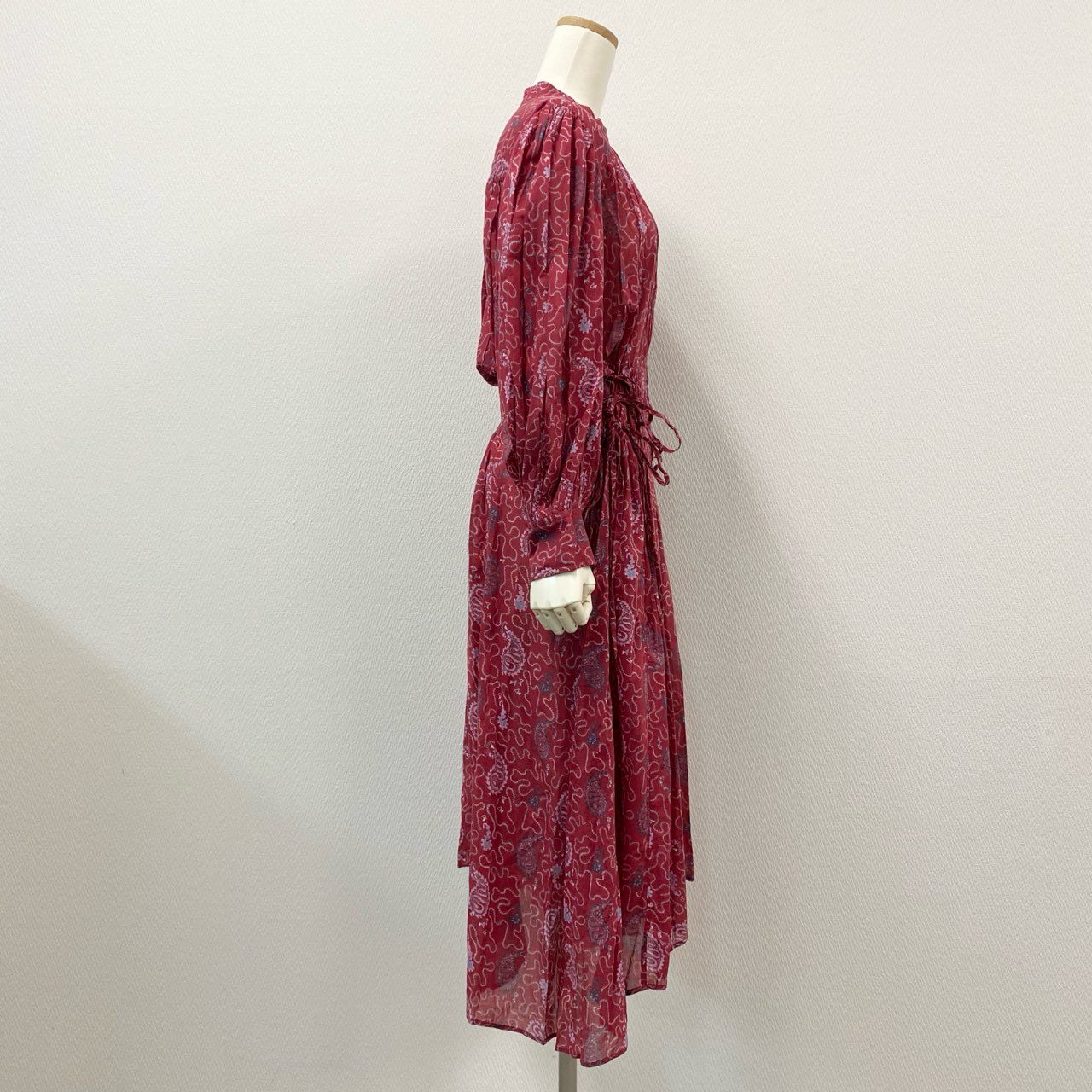 41i26 ISABEL MARANT ETOILE イザベルマラン エトワール ROBE ARIANA アリアナ ペイズリープリント 長袖ワンピース ロングワンピース 36 レッド コットン レディース 定価73,700円u02t