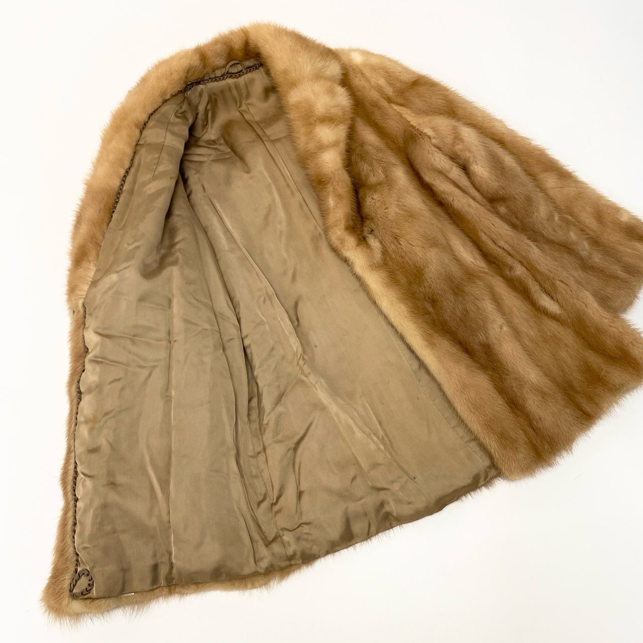 44a15 パステルミンク ファーコート サイズ11 茶系 本毛皮 Pastel Mink Fur Coat ポケット有t18r