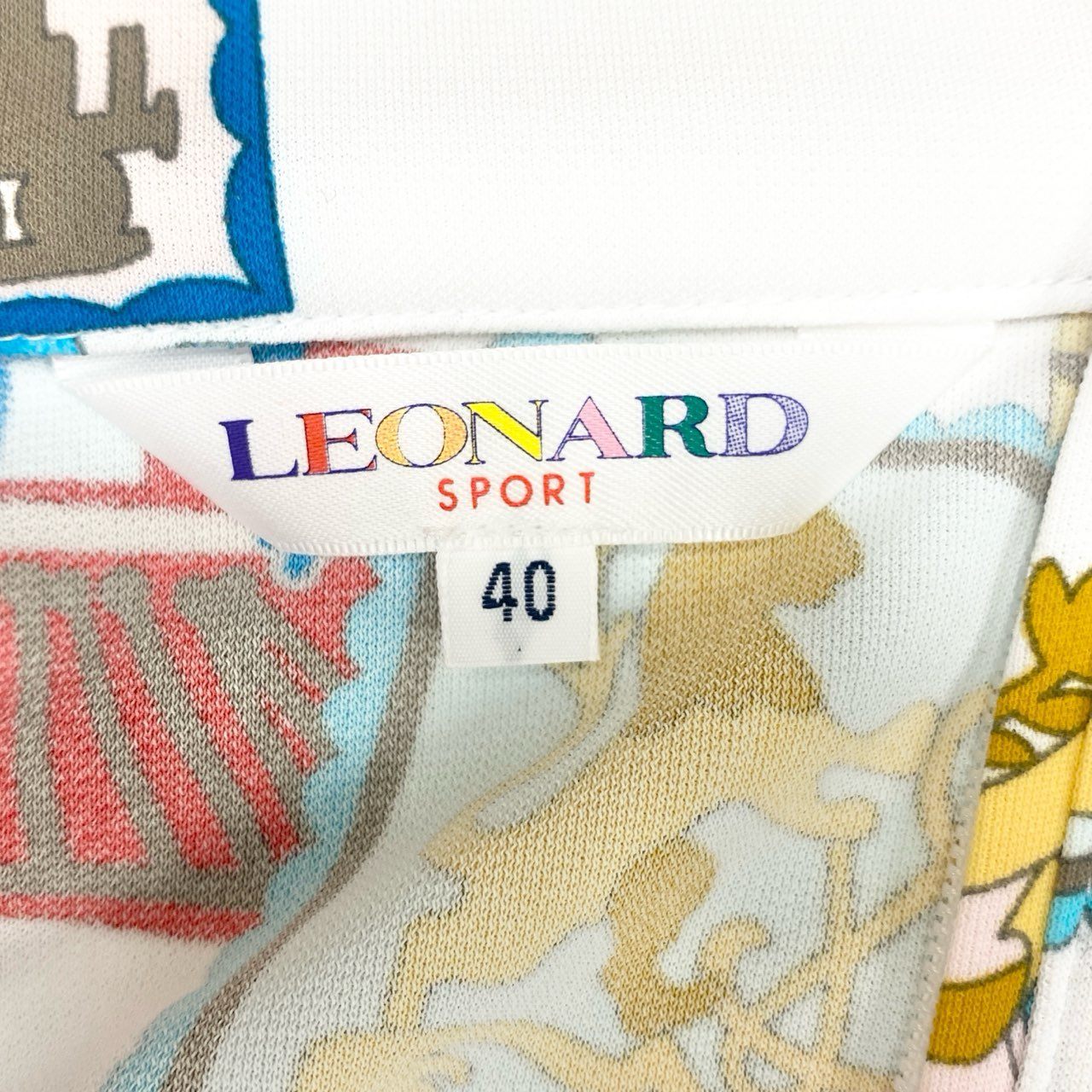 14c20 《美品》 LEONARD レオナール 伸縮ストレッチ 半袖Tシャツ カットソー トップス 40 マルチカラー ポリエステル レディースu02t