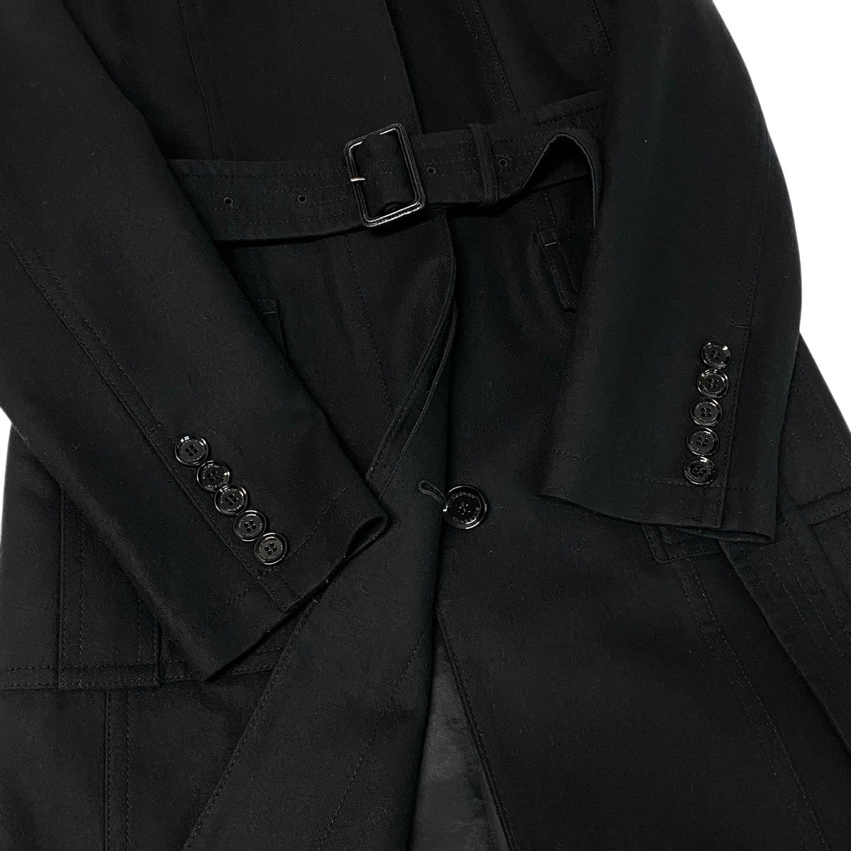 Ej23【美品】BURBERRY LONDON バーバリー ウールトレンチコート ロングコート アウター  40サイズ ブラック レディース 女性用u02t