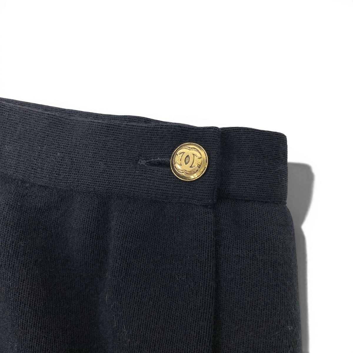 Cf25 CHANEL シャネル 90's ラップスカート ココマーク 金ボタン サイズ36 ブラック ウール100％ レディースo07t