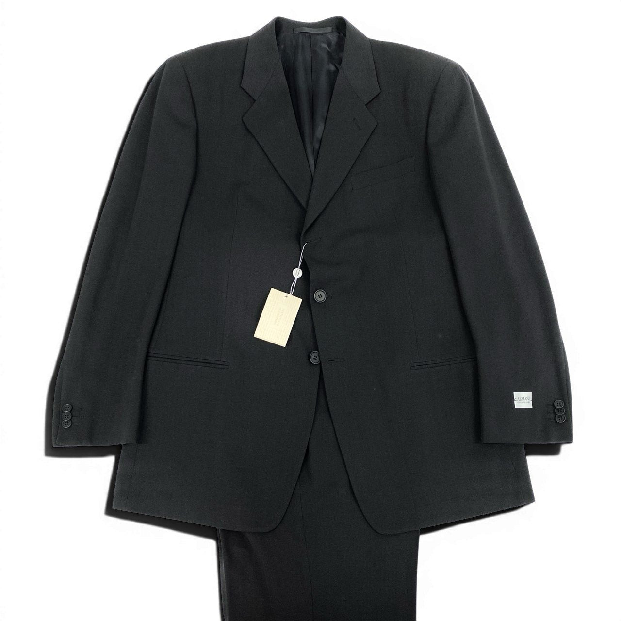 3d15 ARMANI COLLEZIONI アルマーニコレッツォーニ セットアップスーツ シングルスーツ フォーマル ビジネス サイズ54/R ブラック 無地 メンズ 紳士服o07t