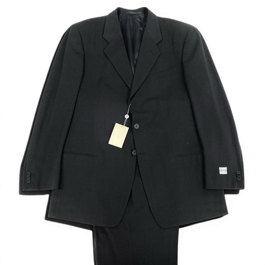 3d15 ARMANI COLLEZIONI アルマーニコレッツォーニ セットアップスーツ シングルスーツ フォーマル ビジネス サイズ54/R ブラック 無地 メンズ 紳士服o07t