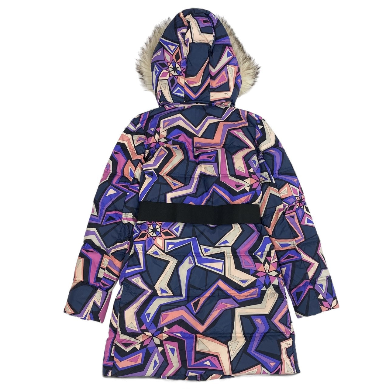 8L5 EMILIO PUCCI エミリオプッチ ダウンコート ダウンジャケット フード取り外し可 アウター イタリア製 96YA03 42サイズ マルチカラー レディースu02t