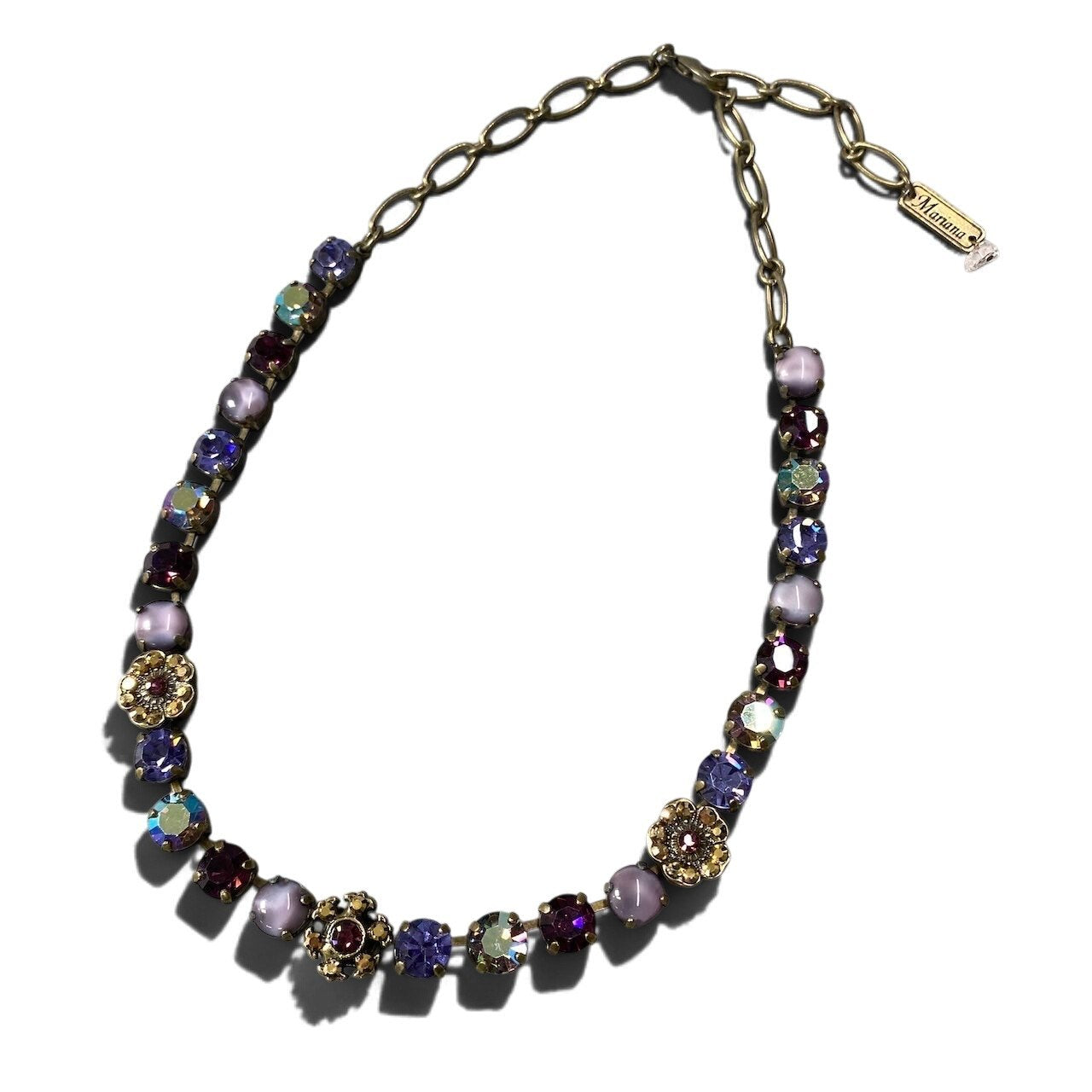 h11 22 《美品》 Mariana マリアナ 天然石 × クリスタル ビジュー パープル アクセサリー ジュエリー アンティークt18r