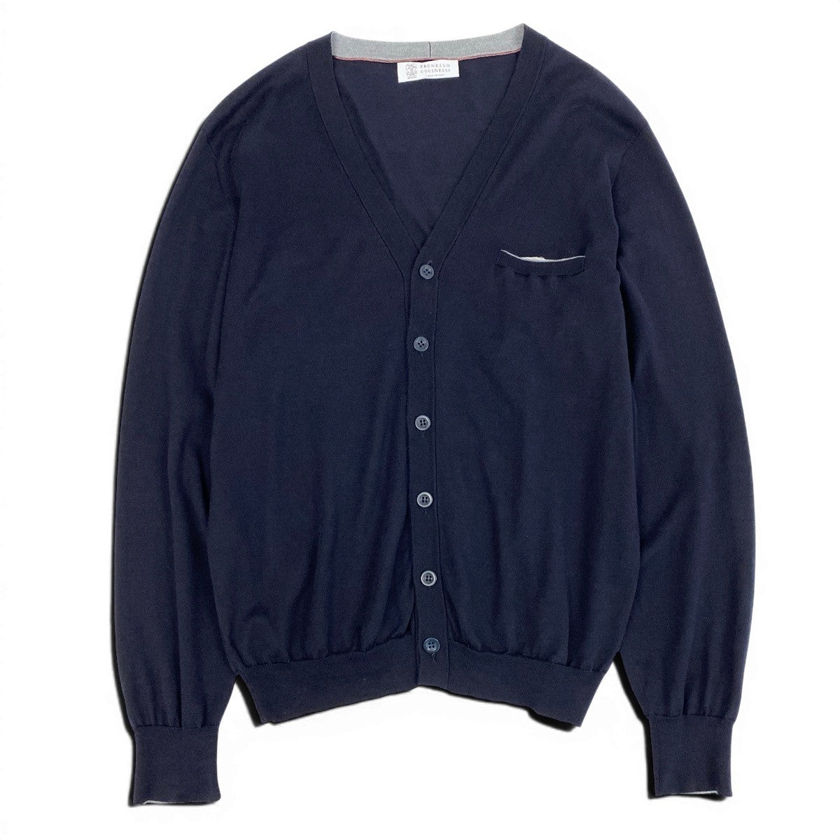 Me25 BRUNELLO CUCINELLI ブルネロクチネリ ハイゲージ ニットカーディガン サイズ48 ネイビー コットン100％ メンズ 紳士服k02i