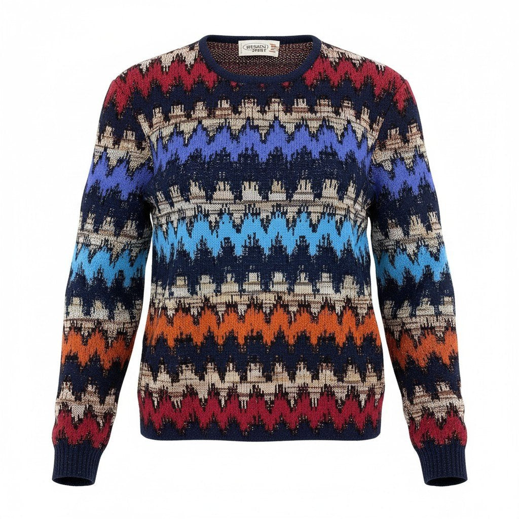 6d16 【美品】 MISSONI SPORT ミッソーニ ローゲージ ニットセーター ウールブレンド ロングスリーブニット サイズ44 マルチカラー メンズ 紳士服u02t