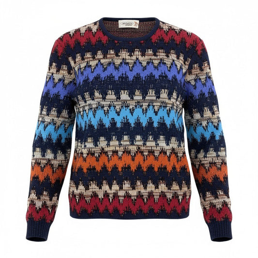 6d16 【美品】 MISSONI SPORT ミッソーニ ローゲージ ニットセーター ウールブレンド ロングスリーブニット サイズ44 マルチカラー メンズ 紳士服u02t