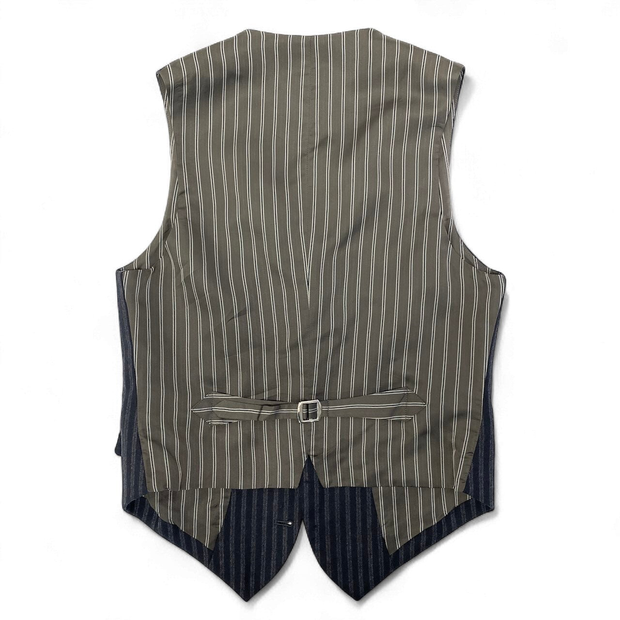 20d30 VivienneWestWood MAN ヴィヴィアンウエストウッドマン 異素材切替 ジレベスト ストライプ柄 サイズ46 ネイビー グレー メンズ 紳士服u02t