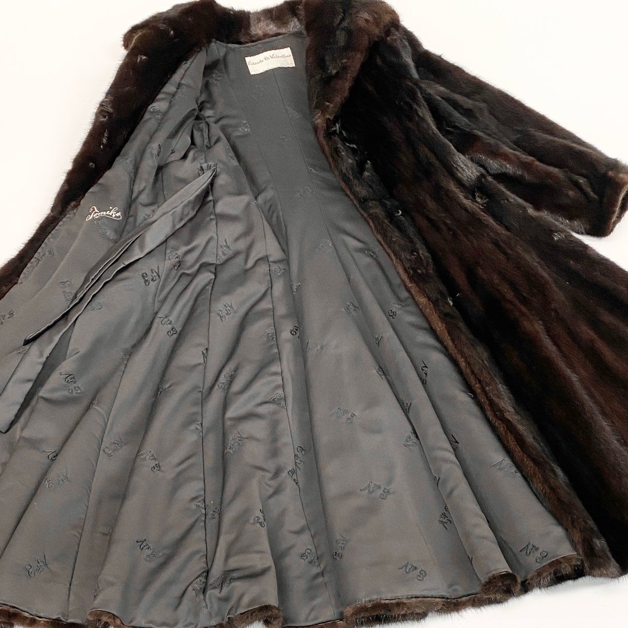 23a26 Estardo Di Valentino ヴァレンティノ マホガニーミンク 丈120cm 超ロングコート サイズF ブラウン 本毛皮 Mink Fur Long Coatt18r