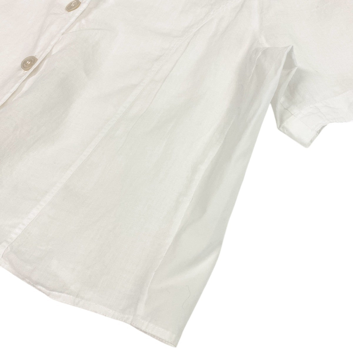 Ee28 HERMES エルメス 半袖シアーシャツ ロゴボタン サイズ40 ホワイト リネン100％ レディース 女性服u02t