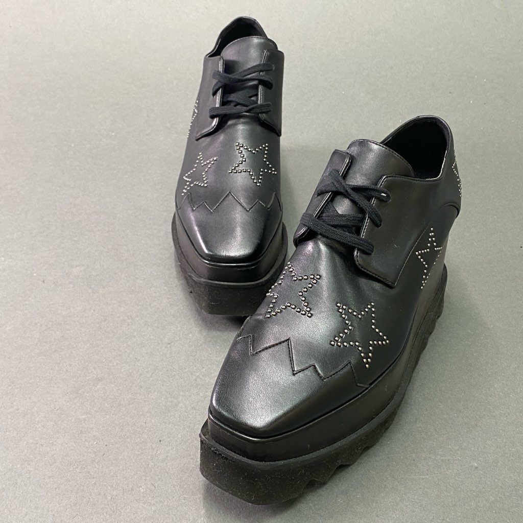 5e10 STELLA McCARTNEY ステラマッカートニー ELYSE エリスシューズ プラットフォーム 厚底シューズ スタースタッズ サイズ38 ブラック レザー レディース