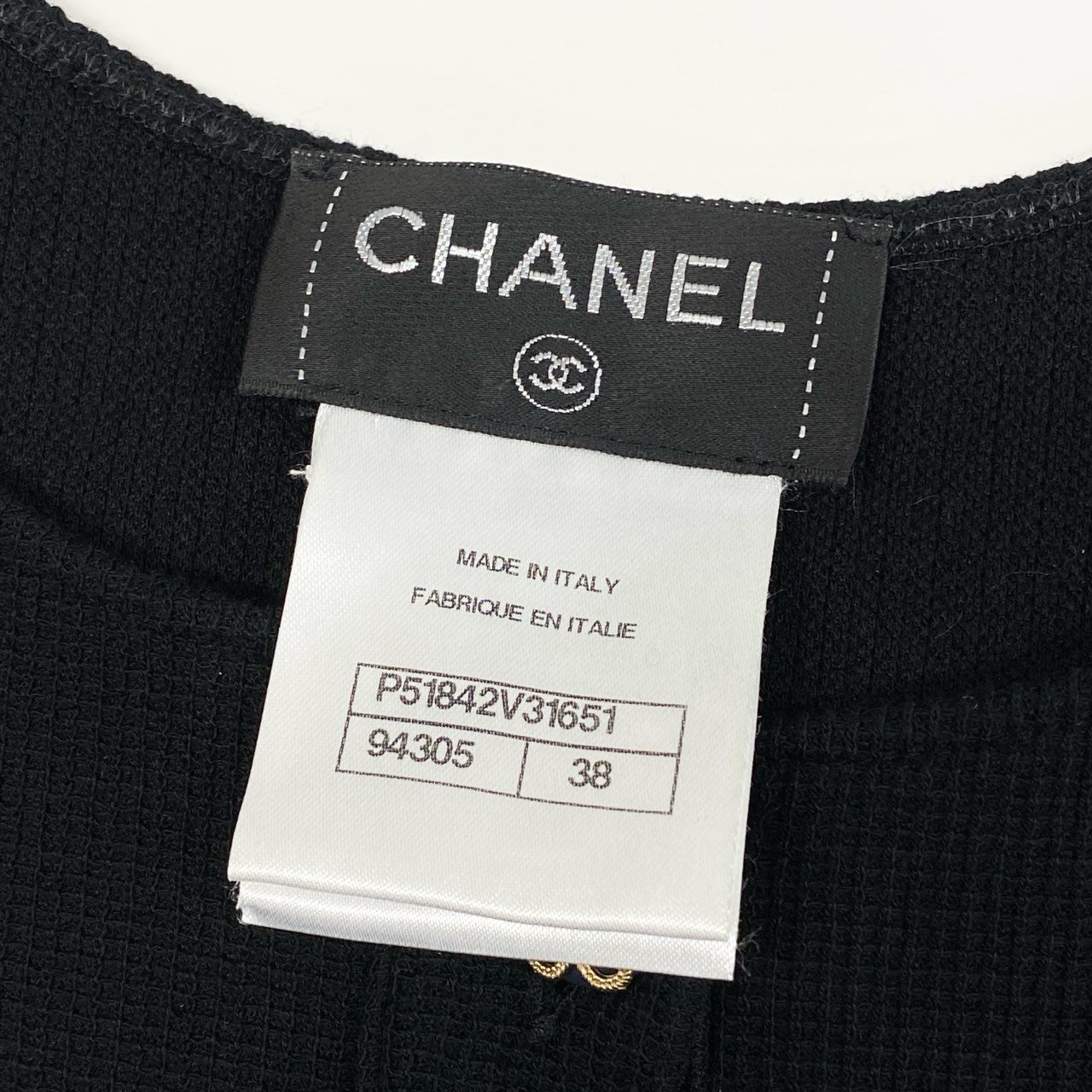 Ca14 CHANEL シャネル P51842 2015年 タイトフィット 半袖カーディガン 短丈ブラウス サイズ38 ブラック レディース トップスta1