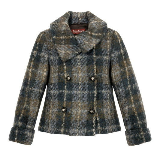46f11 Max Ｍara STUDIO マックスマーラ ストゥディオ ダブルブレスト ウールジャケット ハーフコート チェック柄 サイズ44 マルチカラー レディース 女性用u02t