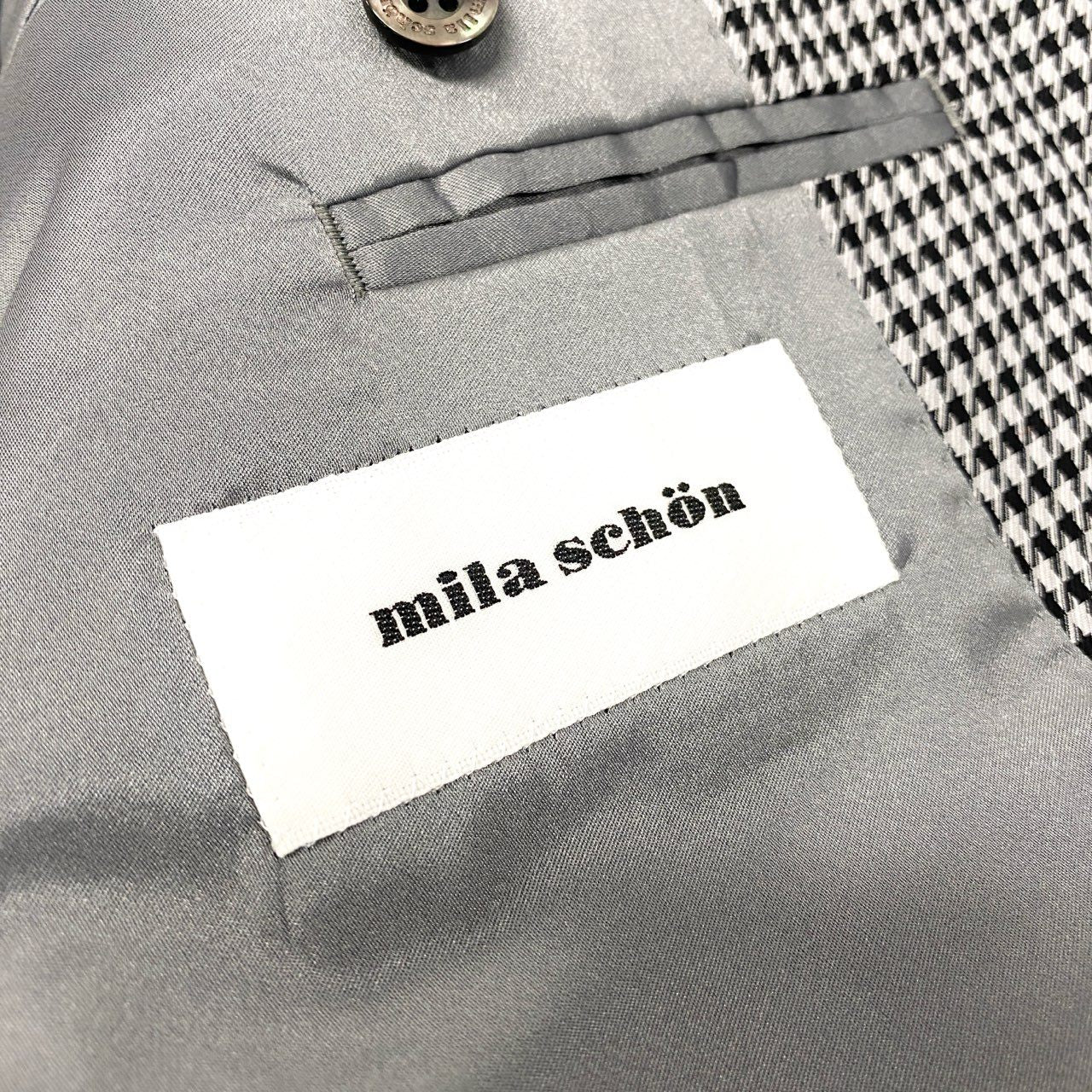 66l1 mila schon ミラショーン テーラードジャケット 2B 千鳥格子 ハウンドトゥース メンズ 紳士服 ブラック ホワイトu02t