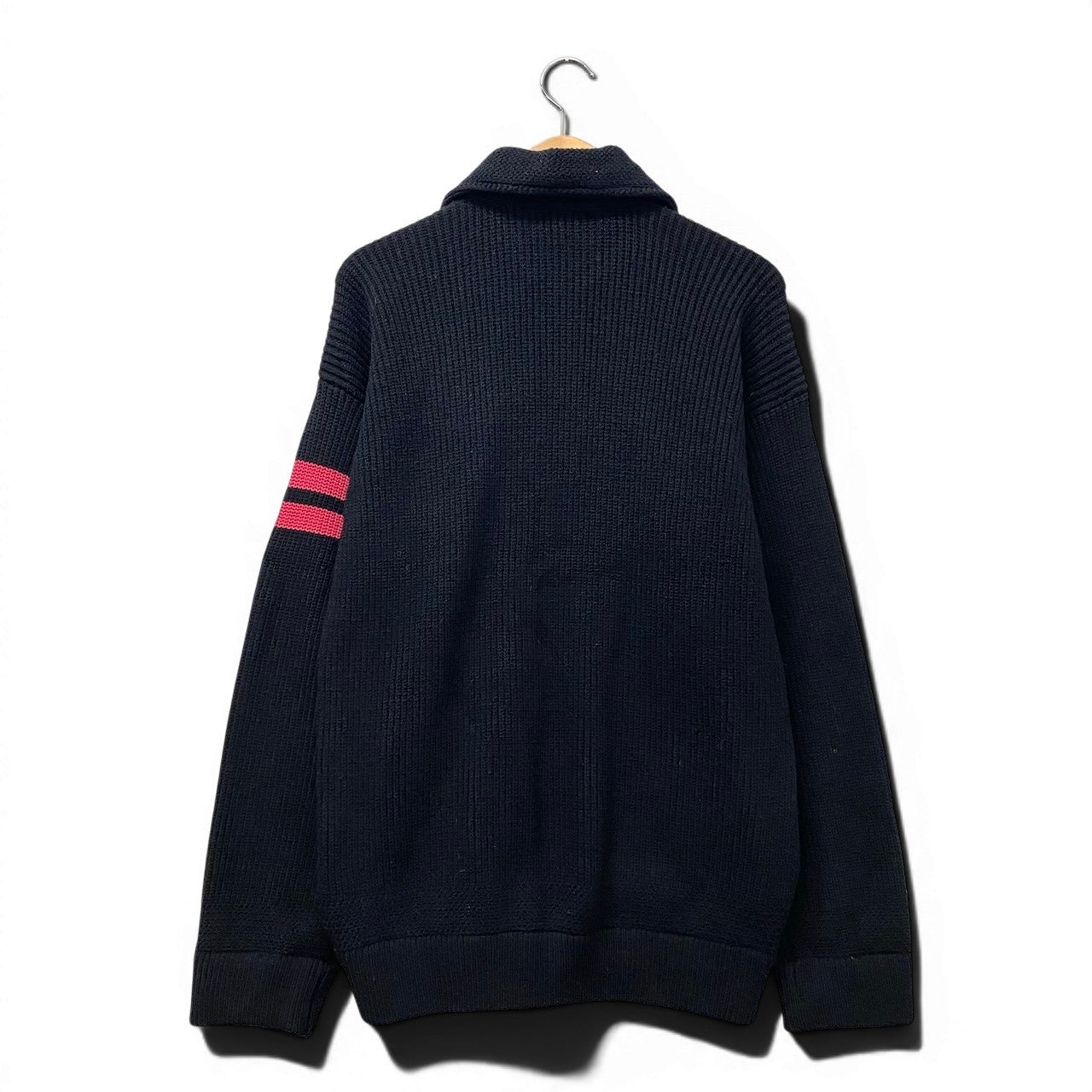 71e18 ARMANI COLLEZIONI アルマーニコレツィオーネ ジップアップニットジャケット リブニットカーディガン イタリア製 0E9601 52サイズ ブラック ピンク メンズ 男性用u02t
