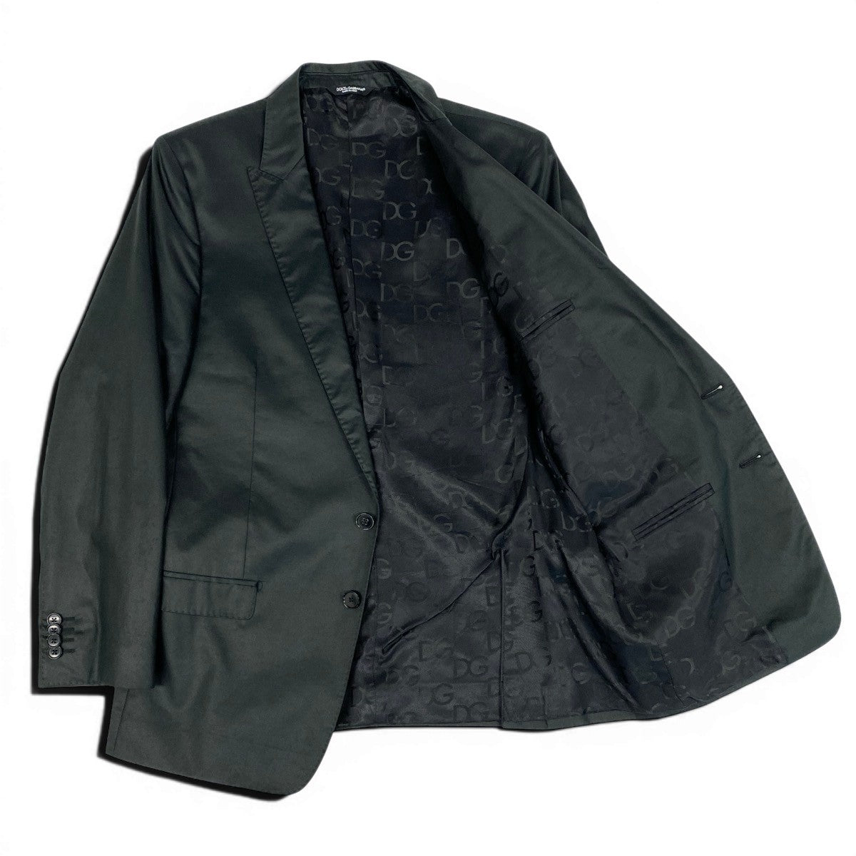 30f6 DOLCE&GABBANA ドルチェアンドガッパーナ テーラードジャケット NEW MARTINI 裏地DGロゴ シングル 2B サイズ50 ブラック メンズ 紳士服o07t